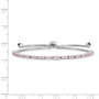 Sterling Silver Rhodium-plated October Birthstone Pink CZ Adj Bracelet