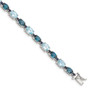 Sterling Silver Rhodium-plated Oval London Blue/Sky Blue Topaz Bracelet