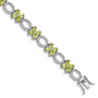 Sterling Silver Rhodium-plated Peridot Flower & White Topaz Bracelet