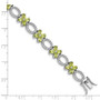 Sterling Silver Rhodium-plated Peridot Flower & White Topaz Bracelet