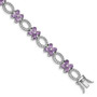 Sterling Silver Rhodium-plated Amethyst Flower & White Topaz Bracelet