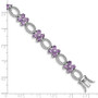 Sterling Silver Rhodium-plated Amethyst Flower & White Topaz Bracelet