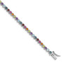 Sterling Silver Rhodium-plated Multi-gemstone Tennis Bracelet