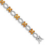 Sterling Silver Rhodium-plated Citrine Flower & White Topaz Bracelet