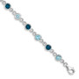 Sterling Silver Rhod-plat London and Light Swiss Blue Topaz Bracelet