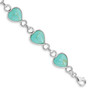 Sterling Silver Rhodium-plated Polished Heart-shaped Turquoise Bracelet