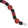 Sterling Silver Black Agate & Reconstituted Red Coral Bracelet