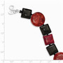 Sterling Silver Black Agate & Reconstituted Red Coral Bracelet