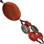 Sterling Silver Carnelian/Reconstituted Coral/Red Zebra Jasper Bracelet