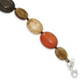 Sterling Silver Carnelian/Citrine/Feldspar/Smoky Qtz/Blk Agate Bracelet