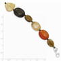 Sterling Silver Carnelian/Citrine/Feldspar/Smoky Qtz/Blk Agate Bracelet