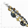 SS FW Cultured Pearl,MOP,Jasper,Glass,Hematite,w/1 ext 4-strand Bra