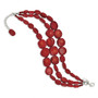 Sterling Silver Red Coral w/1in ext Triple Strand Bracelet