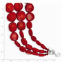 Sterling Silver Red Coral w/1in ext Triple Strand Bracelet