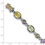 Sterling Silver w/14k Pink/Green/Lemon Quartz Bracelet