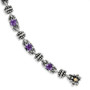 Sterling Silver w/14k Amethyst Antiqued Bracelet