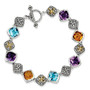 Sterling Silver w/14k Multi Gemstone Bracelet