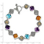 Sterling Silver w/14k Multi Gemstone Bracelet