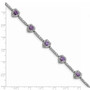 Sterling Silver Rhodium-plated Amethyst and Clear CZ Heart Bracelet