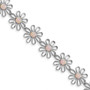 Sterling Silver Rhodium-plated 7inch Pink Created Opal Flower Bracelet
