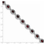 Sterling Silver Rhodium Plated Garnet Filigree Bracelet