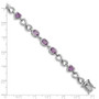 Sterling Silver Rhodium-plated Oval Heart Amethyst Bracelet