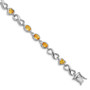 Sterling Silver Rhodium-plated Oval Heart Citrine Bracelet