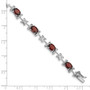 Sterling Silver Rhodium-plated Garnet Oval Bracelet