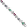 Sterling Silver Rhodium-plated & Sapphire, Ruby , Emerald Bracelet