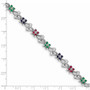 Sterling Silver Rhodium-plated & Sapphire, Ruby , Emerald Bracelet