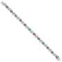 Sterling Silver Rhodium-plated & Sapphire, Ruby , Emerald Bracelet