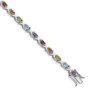 Sterling Silver Rhodium-plated & Multi Gemstone Bracelet