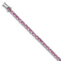 Sterling Silver Rhodium-plated Oval Pink Sapphire 7.5in Bracelet