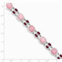Sterling Silver Pink Opal Cabochon & Rhodolite Garnet Bracelet