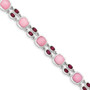 Sterling Silver Pink Opal Cabochon & Rhodolite Garnet Bracelet