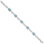 Sterling Silver Rhodium-plated Light Swiss Blue Topaz Link Bracelet