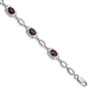 Sterling Silver Rhodium-plated Garnet Link Bracelet