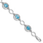 Sterling Silver Rhodium-plated Lt. Swiss Blue Topaz Open Link Bracelet