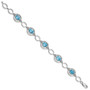 Sterling Silver Rhodium-plated Lt. Swiss Blue Topaz Open Link Bracelet