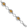 Sterling Silver Rhodium-plated Citrine Open Link Bracelet