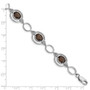 Sterling Silver Rhodium-plated Smoky Quartz Open Link Bracelet