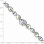 Sterling Silver Rhodium-plated w/Peridot, Blue Topaz &Amethyst Bracelet