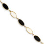 14k 7.5in Onyx & Imitation Opal Bracelet