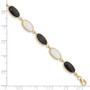 14k 7.5in Onyx & Imitation Opal Bracelet