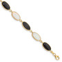 14k 8.5in Onyx & Imitation Opal Bracelet