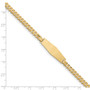 14k Flat Curb Link Soft Diamond Shape ID Bracelet