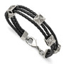 Stainless Steel Polished Leather Bracelet