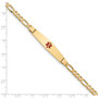 14k Medical Soft Diamond Shape Red Enamel Figaro ID Bracelet