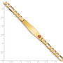 14k Medical Soft Diamond Shape Red Enamel Figaro ID Bracelet