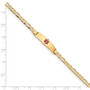 14k Medical Soft Diamond Shape Red Enamel Figaro ID Bracelet